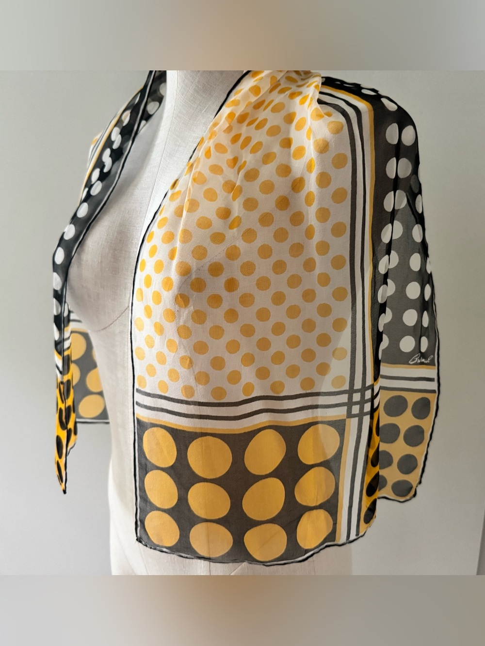Vintage Polka Dot Burmel Scarf Long